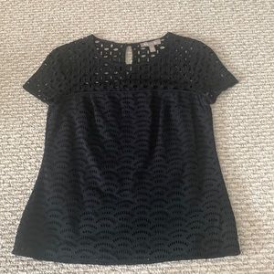 Banana Republic Black Eyelet Top